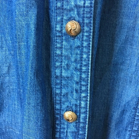 Soft surrounding Chambray velvet collar beaded embellished denim button down - Picture 6 of 9